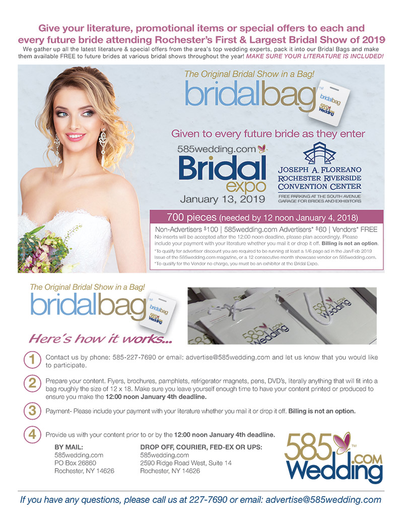 Upcoming Bridal Bag Events by 585wedding.com